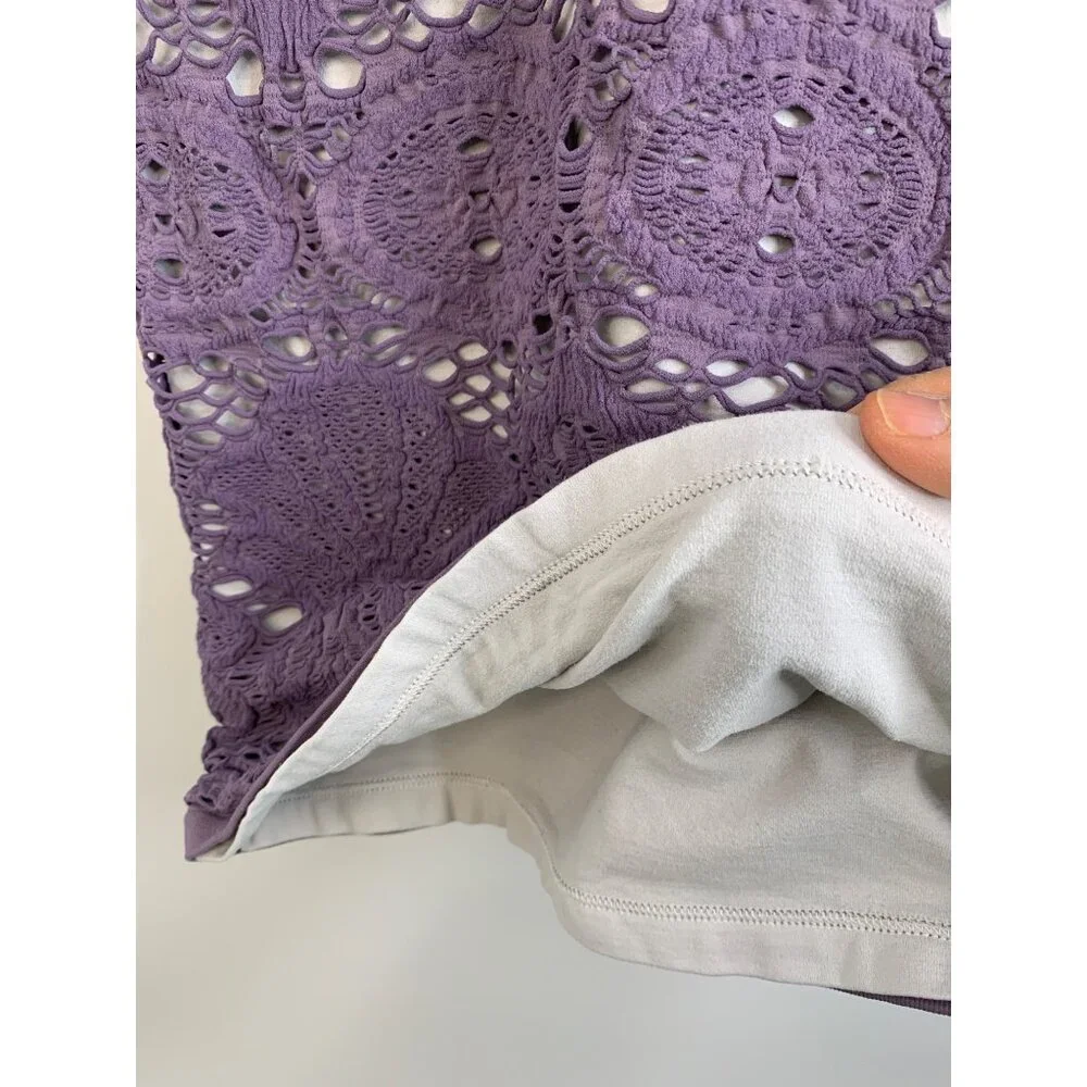 New Free People Intimately Crochet  Sun Dress M/L Violet Bodycon 8228 Mini - Picture 5 of 8